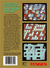 Box back cover for Pac-mania on the Nintendo NES.