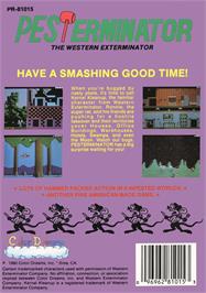 Box back cover for Pesterminator - The Western Exterminator on the Nintendo NES.
