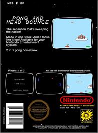 Box back cover for Pong And Head Bounce on the Nintendo NES.