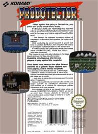 Box back cover for Probotector on the Nintendo NES.