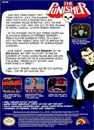 Box back cover for Punisher, The on the Nintendo NES.