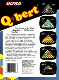 Box back cover for Q-bert on the Nintendo NES.