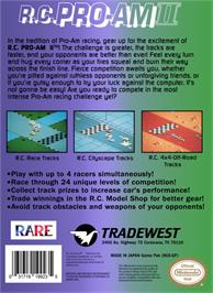 Box back cover for R.C. Pro-Am 2 on the Nintendo NES.