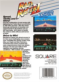 Box back cover for Race Chase II on the Nintendo NES.