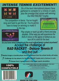 Box back cover for Rad Racket - Deluxe Tennis 2 on the Nintendo NES.