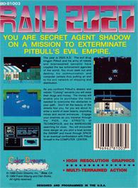 Box back cover for Raid 2020 on the Nintendo NES.