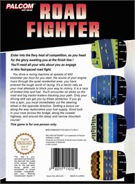Box back cover for Road Fighter on the Nintendo NES.