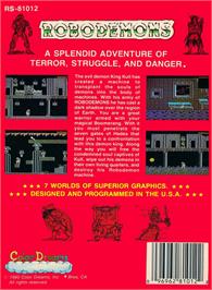 Box back cover for Robodemons on the Nintendo NES.