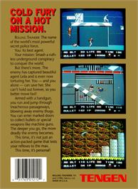 Box back cover for Rolling Thunder on the Nintendo NES.