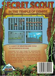 Box back cover for Secret Scout In The Temple Of Demise on the Nintendo NES.
