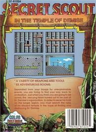 Box back cover for Secret Scout in the Temple of Demise on the Nintendo NES.