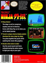 Box back cover for Shadow Warriors on the Nintendo NES.
