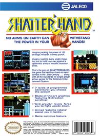 Box back cover for Shatterhand on the Nintendo NES.