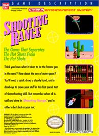 Box back cover for Shooting Range on the Nintendo NES.