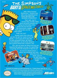 Box back cover for Simpsons - Bart Vs The Space Mutants, The on the Nintendo NES.
