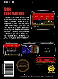 Box back cover for Sir Ababol on the Nintendo NES.