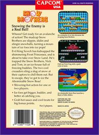 Box back cover for Snow Brothers on the Nintendo NES.