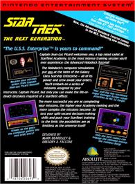 Box back cover for Star Trek - The Next Generation on the Nintendo NES.