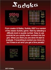Box back cover for Sudoku on the Nintendo NES.
