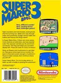 Box back cover for Super Mario Bros. 3 on the Nintendo NES.