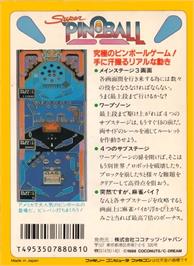 Box back cover for Super Pinball on the Nintendo NES.