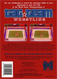 Box back cover for Tag Team Wrestling on the Nintendo NES.