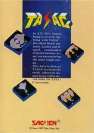 Box back cover for Tasac on the Nintendo NES.