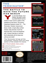 Box back cover for Terminator on the Nintendo NES.