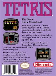 Box back cover for Tetris on the Nintendo NES.