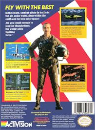 Box back cover for Thunderbirds on the Nintendo NES.