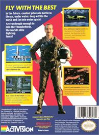 Box back cover for Thunderbirds on the Nintendo NES.