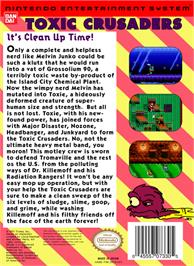 Box back cover for Toxic Crusaders on the Nintendo NES.