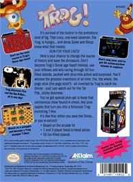 Box back cover for Trog on the Nintendo NES.