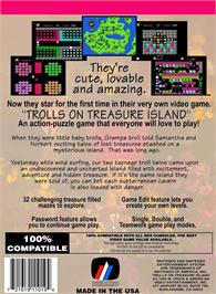 Box back cover for Trolls On Treasure Island on the Nintendo NES.