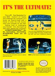 Box back cover for Ultimate Basketball on the Nintendo NES.