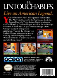 Box back cover for Untouchables, The on the Nintendo NES.