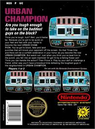 Box back cover for Urban Champion on the Nintendo NES.