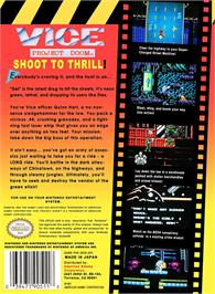 Box back cover for Vice - Project Doom on the Nintendo NES.
