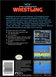 Box back cover for WCW: World Championship Wrestling on the Nintendo NES.