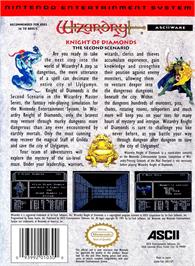 Box back cover for Wizardry Knight Of Diamonds - The Second Scenario on the Nintendo NES.