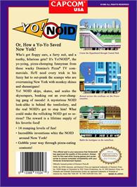 Box back cover for Yo! Noid on the Nintendo NES.
