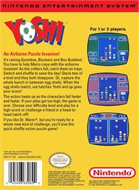 Box back cover for Yoshi's Cookie on the Nintendo NES.