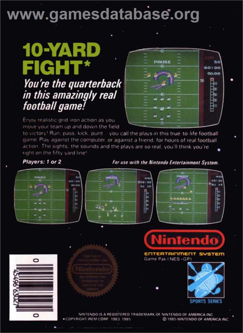10-Yard Fight - Nintendo NES - Artwork - Box Back