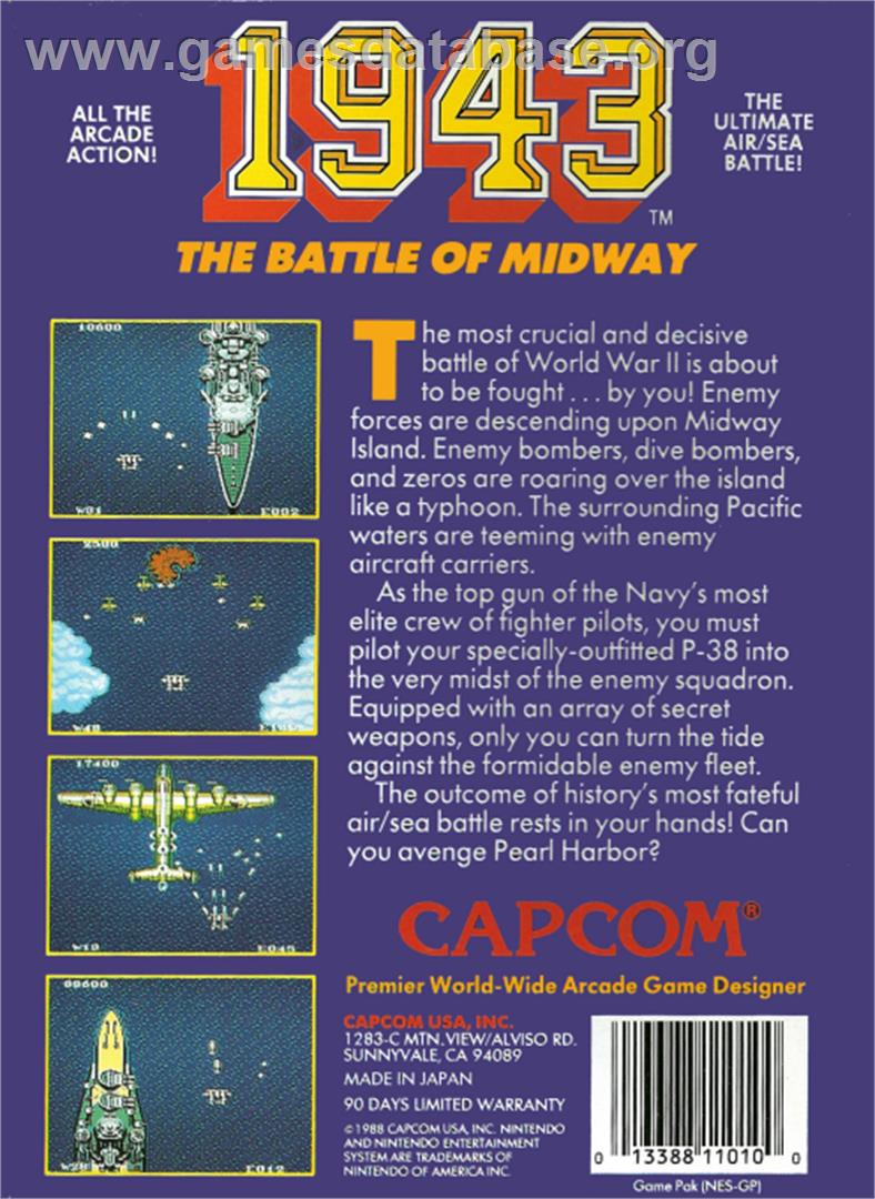1943: The Battle of Midway - Nintendo NES - Artwork - Box Back