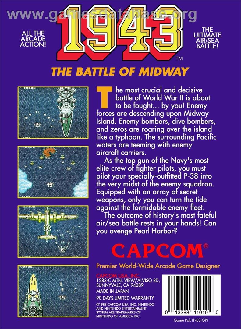 1943 - The Battle Of Midway - Nintendo NES - Artwork - Box Back
