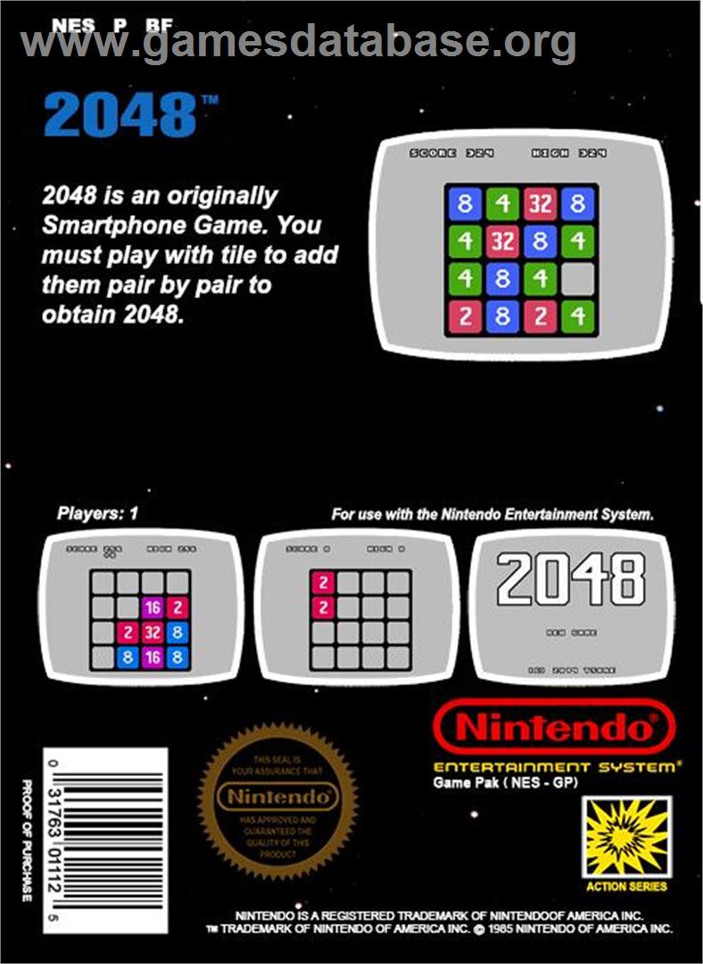 2048 - Nintendo NES - Artwork - Box Back
