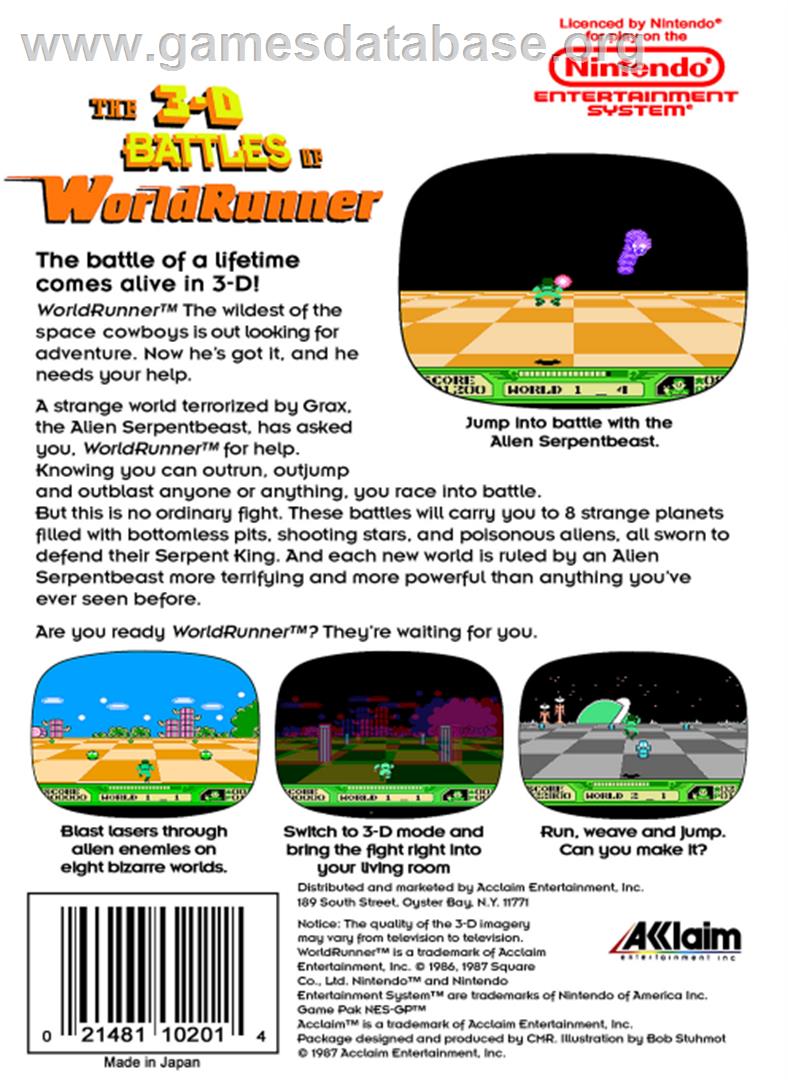 3D World Runner - Nintendo NES - Artwork - Box Back