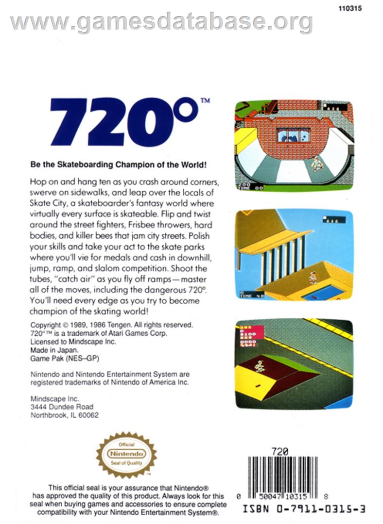 720 Degrees - Nintendo NES - Artwork - Box Back