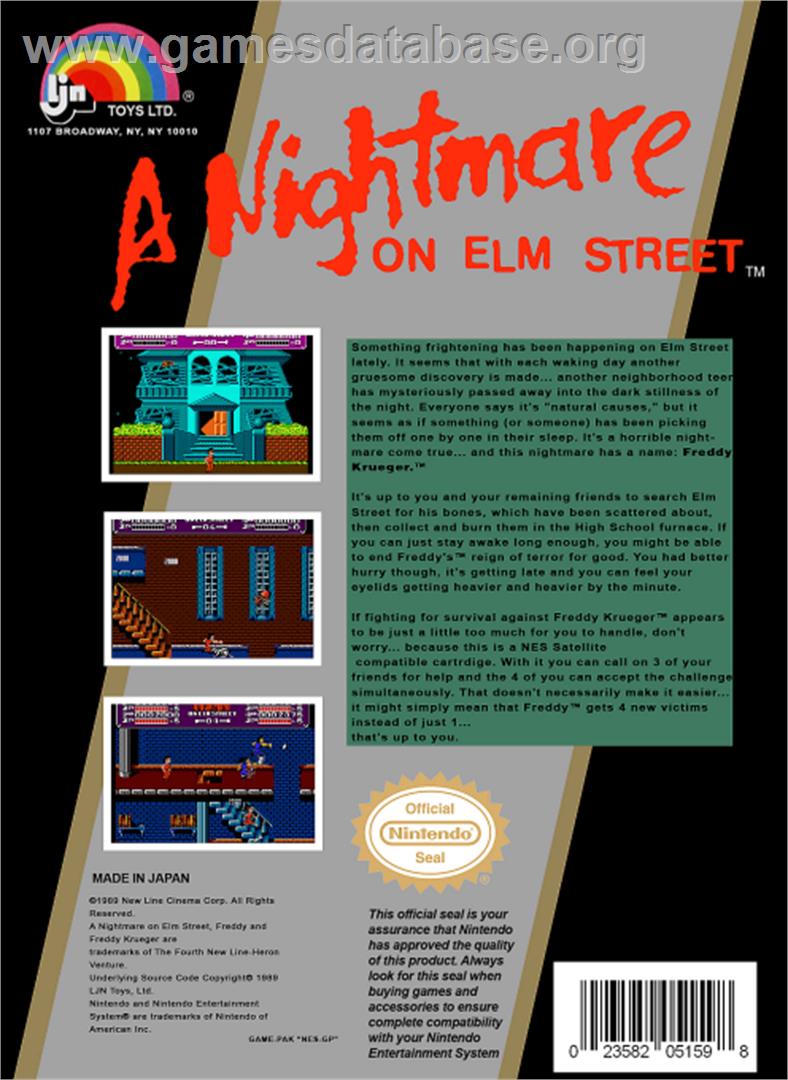 A Nightmare on Elm Street - Nintendo NES - Artwork - Box Back