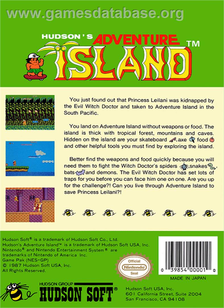 Adventure Island - Nintendo NES - Artwork - Box Back